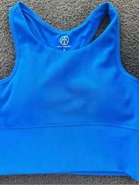 Move Theology Blue Ribbed Sports Bra